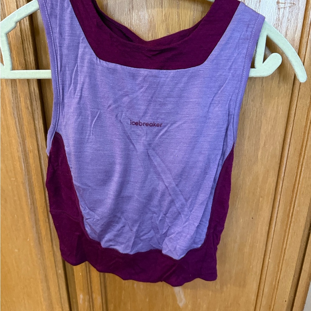 Icebreaker Purple Women's Merino Crop Bra Top with removable padding, small